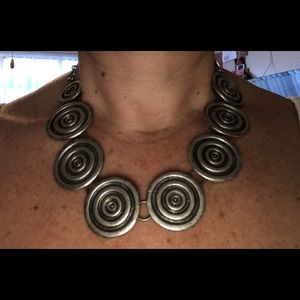 Brushed Metal Disc Necklace